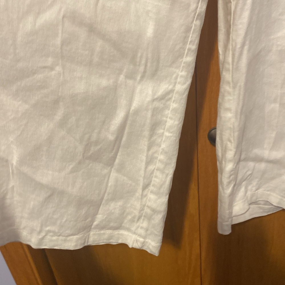 NAP Loungewear Off-Centre Straight Leg Pants white size small linen wide - Picture 4 of 11
